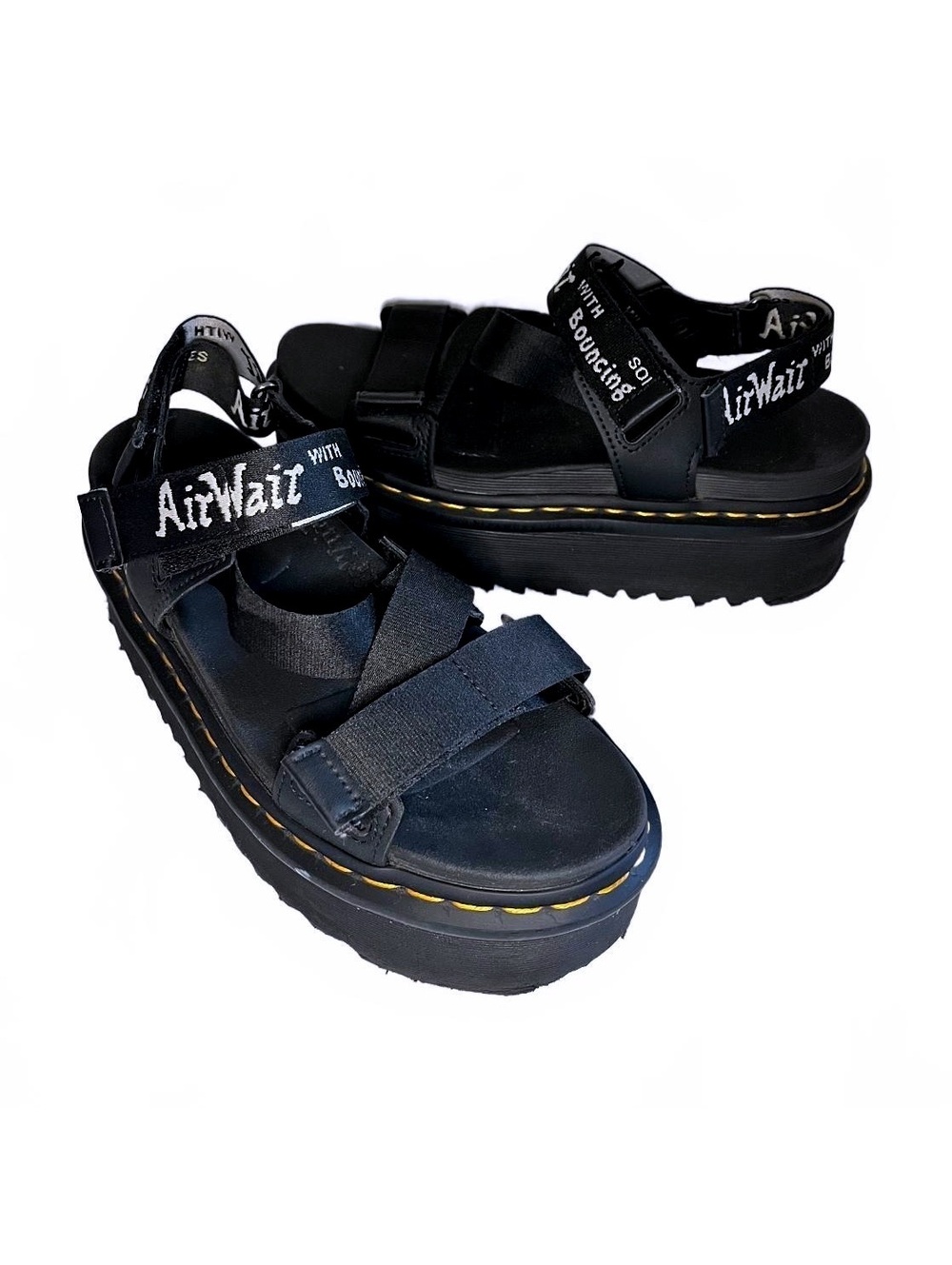 Dr. Martens Kimber Black Platform Sandals Size 8